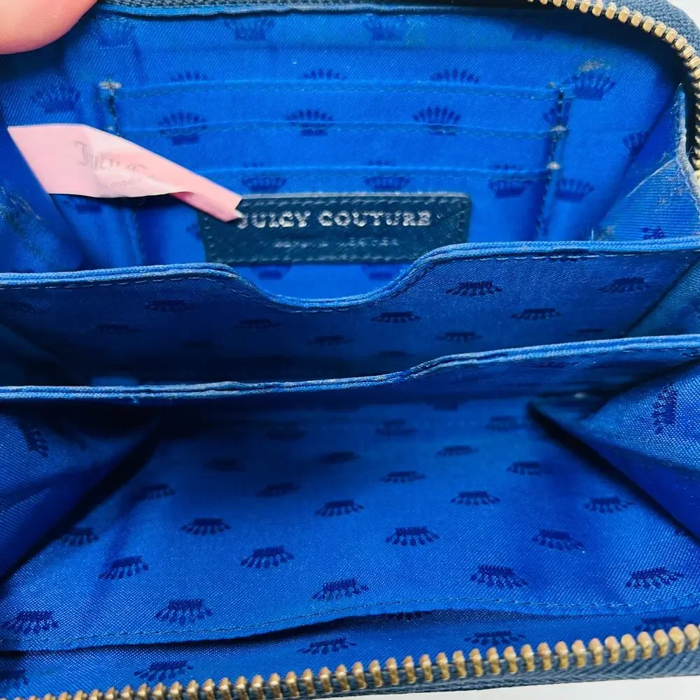 Juicy Couture Mini Continental Wallet Top Zip Black Purple
